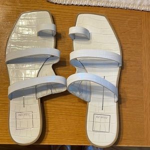 Dolce Vita White Croc-Embossed Sandals
